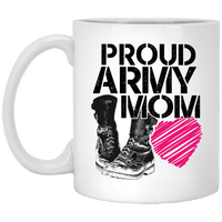 Load image into Gallery viewer, Designs by MyUtopia Shout Out:Proud Army Mom Soldier Boots and Heart Ceramic Coffee Cup,11 oz. / White,Coffee Cup
