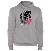 Load image into Gallery viewer, Designs by MyUtopia Shout Out:Proud Army Mom Soldier Boots and Heart Core Fleece Pullover Hoodie,Athletic Heather / S,Pullover Hoodie

