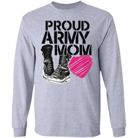 Load image into Gallery viewer, Designs by MyUtopia Shout Out:Proud Army Mom Soldier Boots and Heart Long Sleeve Ultra Cotton Unisex T-Shirt,Sport Grey / S,Long Sleeve T-Shirts
