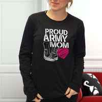 Load image into Gallery viewer, Designs by MyUtopia Shout Out:Proud Army Mom Soldier Boots and Heart Long Sleeve Ultra Cotton Unisex T-Shirt
