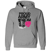 Load image into Gallery viewer, Designs by MyUtopia Shout Out:Proud Army Mom Soldier Boots and Heart Pullover Hooded Sweatshirt Hoodie,S / Athletic Heather,Hooded Sweatshirt
