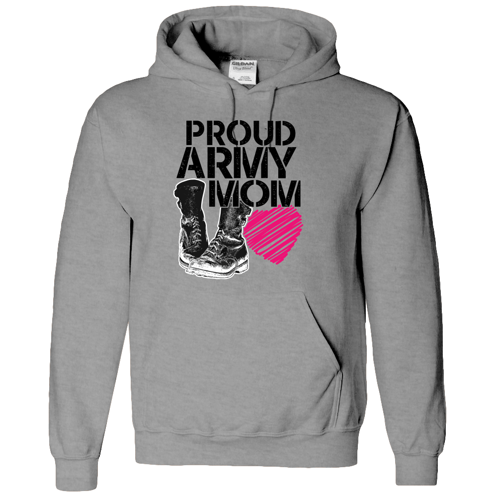 Designs by MyUtopia Shout Out:Proud Army Mom Soldier Boots and Heart Pullover Hooded Sweatshirt Hoodie,S / Athletic Heather,Hooded Sweatshirt