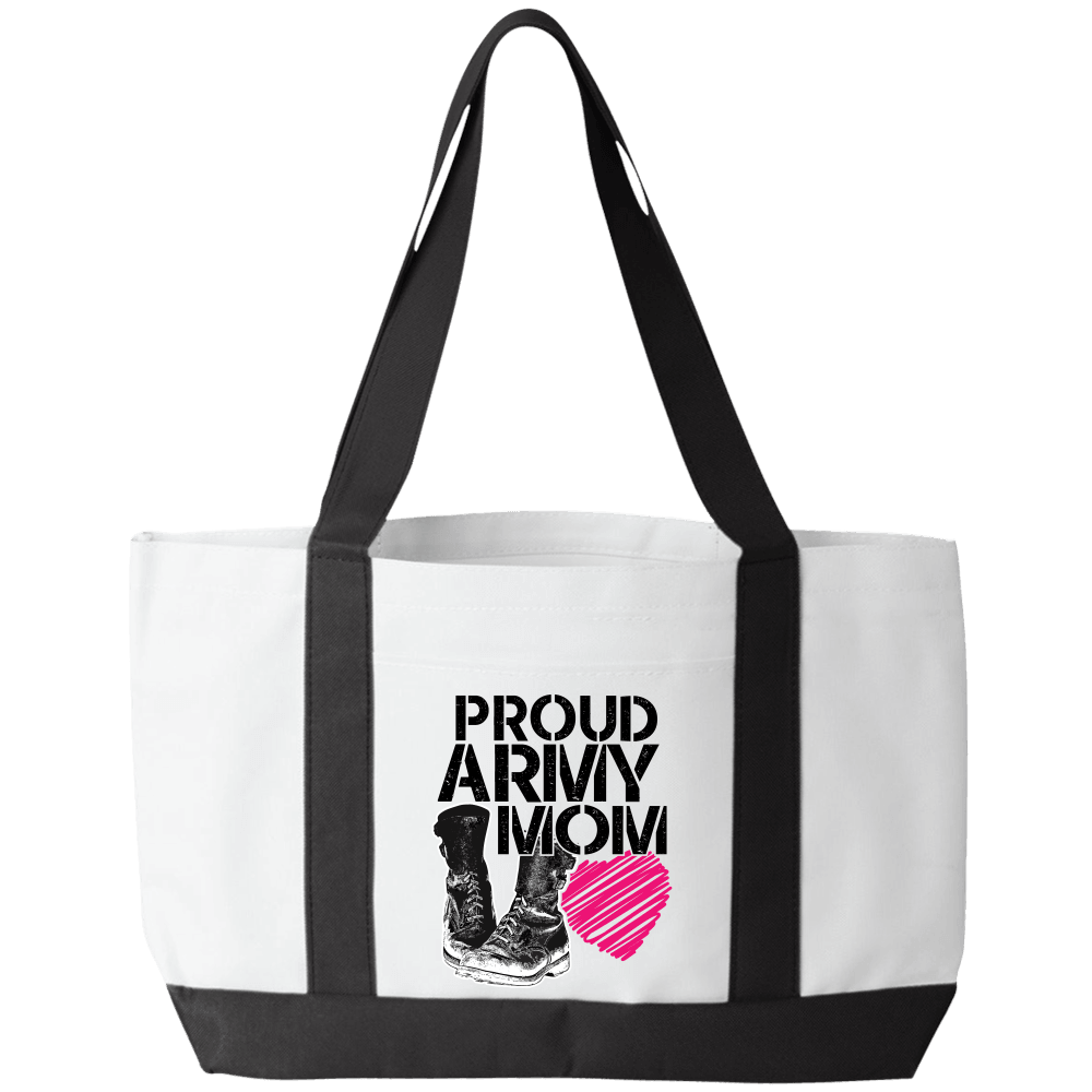 Designs by MyUtopia Shout Out:Proud Army Mom Soldier Boots and Heart Totebag Gym / Beach / Pool Gear Bag,Default Title,Tote Bag