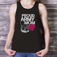 Load image into Gallery viewer, Designs by MyUtopia Shout Out:Proud Army Mom Soldier Boots and Heart Ultra Cotton Unisex Tank Top,Black / X-Small,Tank Tops
