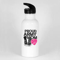 Load image into Gallery viewer, Designs by MyUtopia Shout Out:Proud Army Mom Soldier Boots and Heart Water Bottles,White / 20oz,Water Bottle
