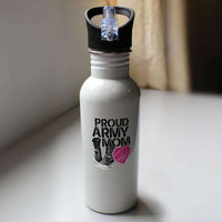 Load image into Gallery viewer, Designs by MyUtopia Shout Out:Proud Army Mom Soldier Boots and Heart Water Bottles
