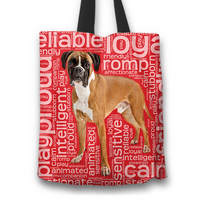 Load image into Gallery viewer, Designs by MyUtopia Shout Out:Proud Boxer Word Cloud Fabric Totebag Reusable Shopping Tote,Red,Reusable Fabric Shopping Tote Bag
