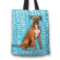 Load image into Gallery viewer, Designs by MyUtopia Shout Out:Proud Boxer Word Cloud Fabric Totebag Reusable Shopping Tote,Blue,Reusable Fabric Shopping Tote Bag
