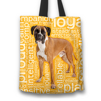Load image into Gallery viewer, Designs by MyUtopia Shout Out:Proud Boxer Word Cloud Fabric Totebag Reusable Shopping Tote,Gold,Reusable Fabric Shopping Tote Bag
