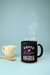 Load image into Gallery viewer, Designs by MyUtopia Shout Out:Proud Daughter of an Air Force Veteran Ceramic Coffee Mug - Black
