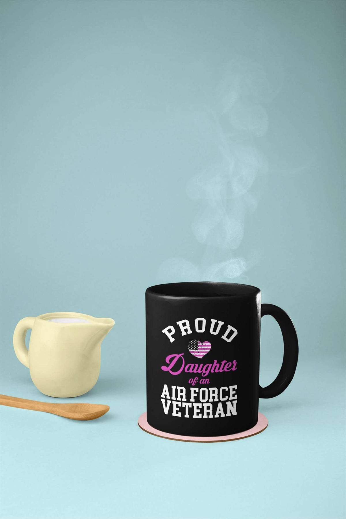 Designs by MyUtopia Shout Out:Proud Daughter of an Air Force Veteran Ceramic Coffee Mug - Black