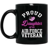 Load image into Gallery viewer, Designs by MyUtopia Shout Out:Proud Daughter of an Air Force Veteran Ceramic Coffee Mug - Black,11 oz / Black,Ceramic Coffee Mug
