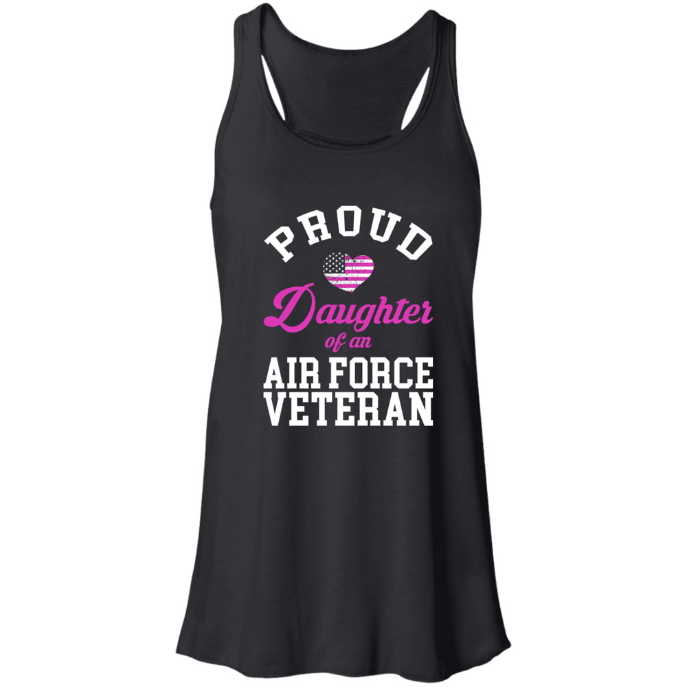 Designs by MyUtopia Shout Out:Proud Daughter of an Air Force Veteran Flowy Racerback Tank,X-Small / Black,Tank Tops