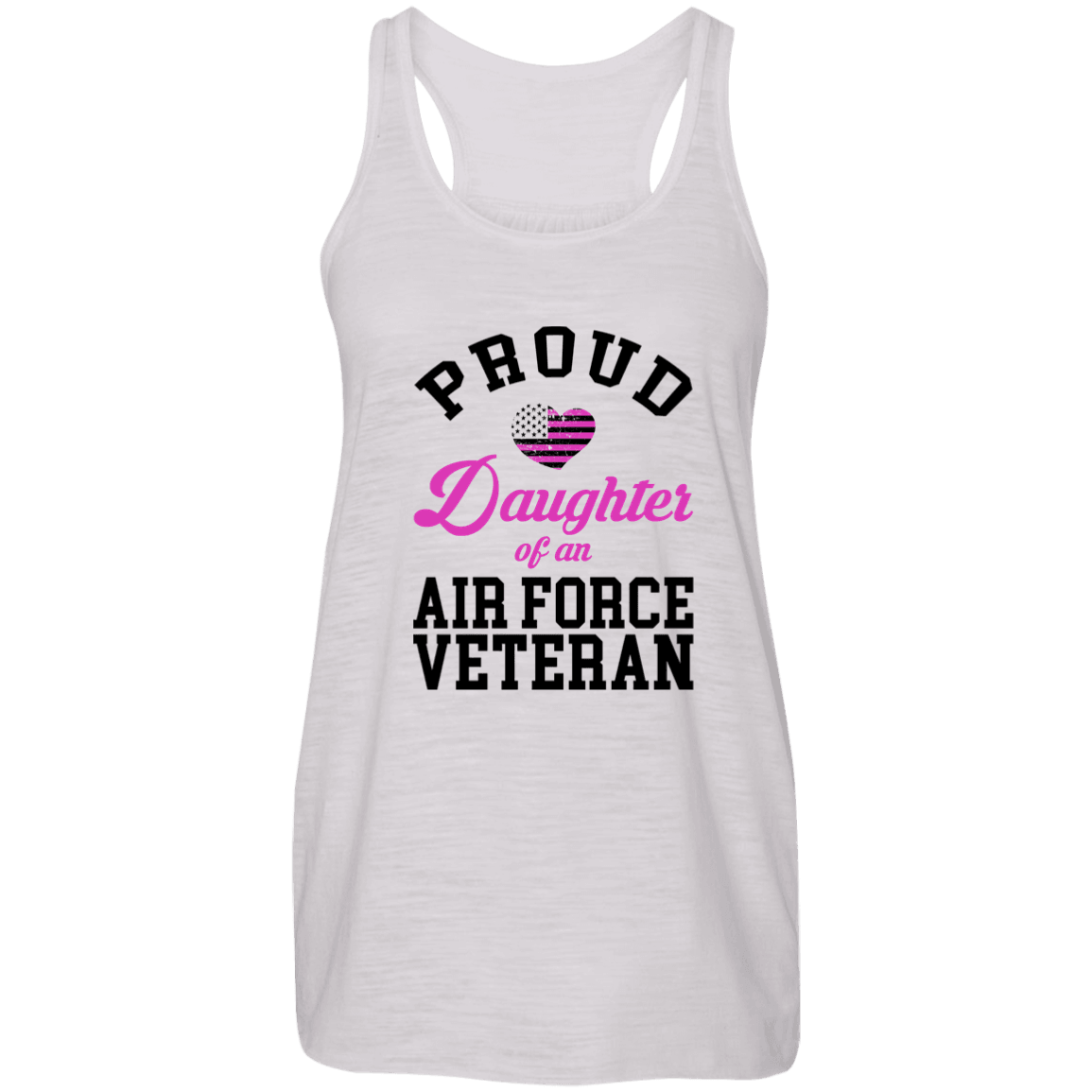 Designs by MyUtopia Shout Out:Proud Daughter of an Air Force Veteran Ladies Flowy Racer-back White Tank Top,X-Small / Vintage White,Tank Tops