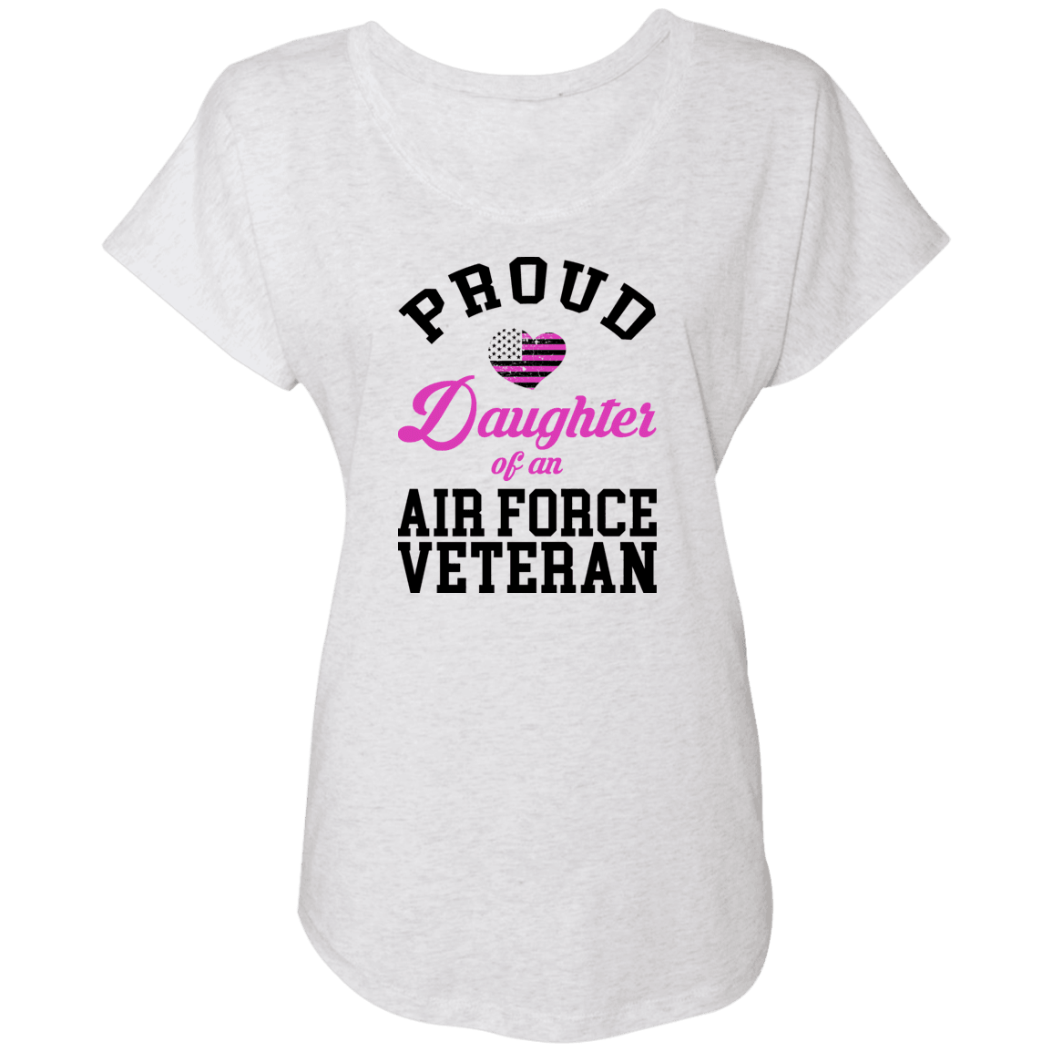Designs by MyUtopia Shout Out:Proud Daughter of an Air Force Veteran Ladies' Triblend Dolman Shirt,X-Small / Heather White,Ladies T-Shirts