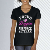 Load image into Gallery viewer, Designs by MyUtopia Shout Out:Proud Daughter of an Air Force Veteran Ladies&#39; V-Neck T-Shirt
