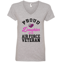 Load image into Gallery viewer, Designs by MyUtopia Shout Out:Proud Daughter of an Air Force Veteran Ladies&#39; V-Neck T-Shirt,Heather Grey / S,Ladies T-Shirts
