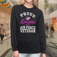Load image into Gallery viewer, Designs by MyUtopia Shout Out:Proud Daughter of an Air Force Veteran Long Sleeve Ultra Cotton Unisex T-Shirt,Black / S,T-Shirts
