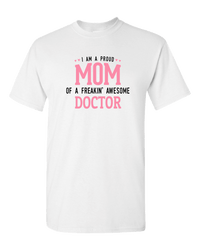 Load image into Gallery viewer, Designs by MyUtopia Shout Out:Proud Mom Personalized Adult Unisex T-Shirt,White / S,Adult Unisex T-Shirt
