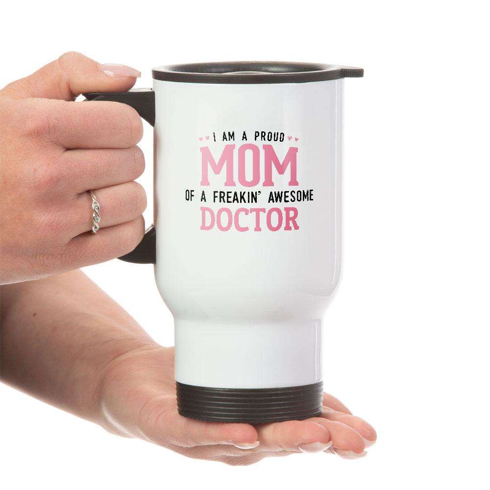 Designs by MyUtopia Shout Out:Proud Mom Personalized Stainless Steel Travel Mug