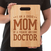 Load image into Gallery viewer, Designs by MyUtopia Shout Out:Proud Mom Personalized With Kids Names Laser Engraved Maple Cutting Board
