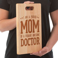 Load image into Gallery viewer, Designs by MyUtopia Shout Out:Proud Mom Personalized With Kids Names Laser Engraved Maple Cutting Board
