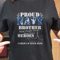 Load image into Gallery viewer, Designs by MyUtopia Shout Out:Proud Navy Brother Adult Unisex T-Shirt
