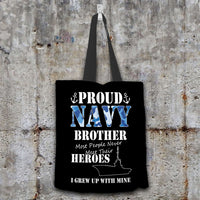 Load image into Gallery viewer, Designs by MyUtopia Shout Out:Proud Navy Brother Fabric Totebag Reusable Shopping Tote
