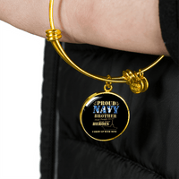 Load image into Gallery viewer, Designs by MyUtopia Shout Out:Proud Navy Brother Personalized Engravable Keepsake Bangle Bracelet
