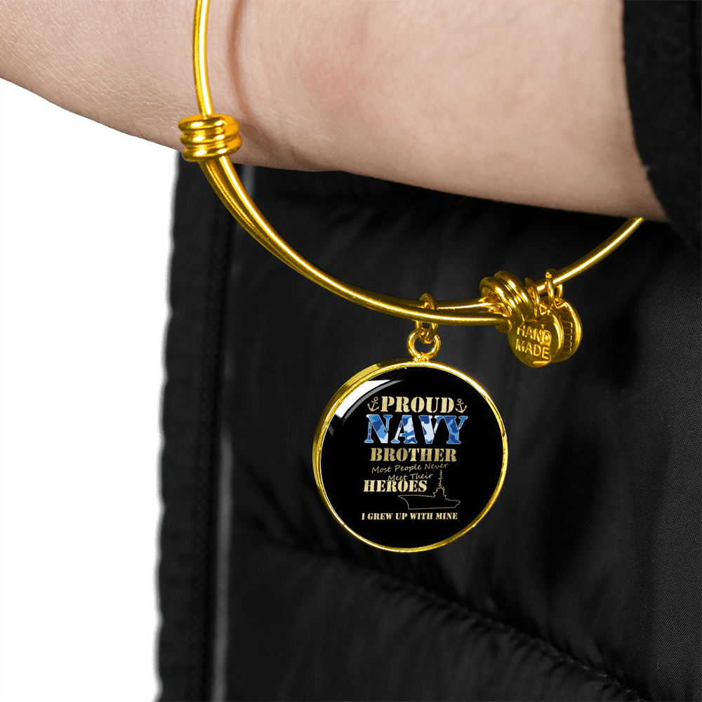 Designs by MyUtopia Shout Out:Proud Navy Brother Personalized Engravable Keepsake Bangle Bracelet