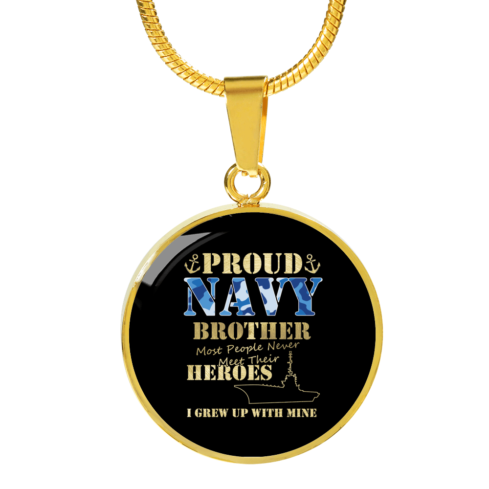 Designs by MyUtopia Shout Out:Proud Navy Brother Personalized Engravable Keepsake Necklace,Gold / No,Necklace