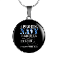 Load image into Gallery viewer, Designs by MyUtopia Shout Out:Proud Navy Brother Personalized Engravable Keepsake Necklace,Silver / No,Necklace
