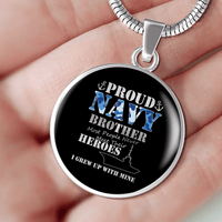 Load image into Gallery viewer, Designs by MyUtopia Shout Out:Proud Navy Brother Personalized Engravable Keepsake Necklace
