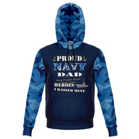 Load image into Gallery viewer, Designs by MyUtopia Shout Out:Proud Navy Dad, I Raised My Hero Premium Pullover Fashion Hoodie Gray,XS / Blue,Pullover Hoodie - AOP
