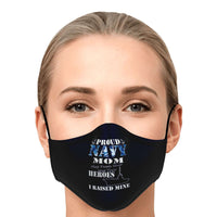 Load image into Gallery viewer, Designs by MyUtopia Shout Out:Proud Navy Mom Fitted Face Mask with Adjustable Ear Loops,Adult / Single / No filters,Fabric Face Mask
