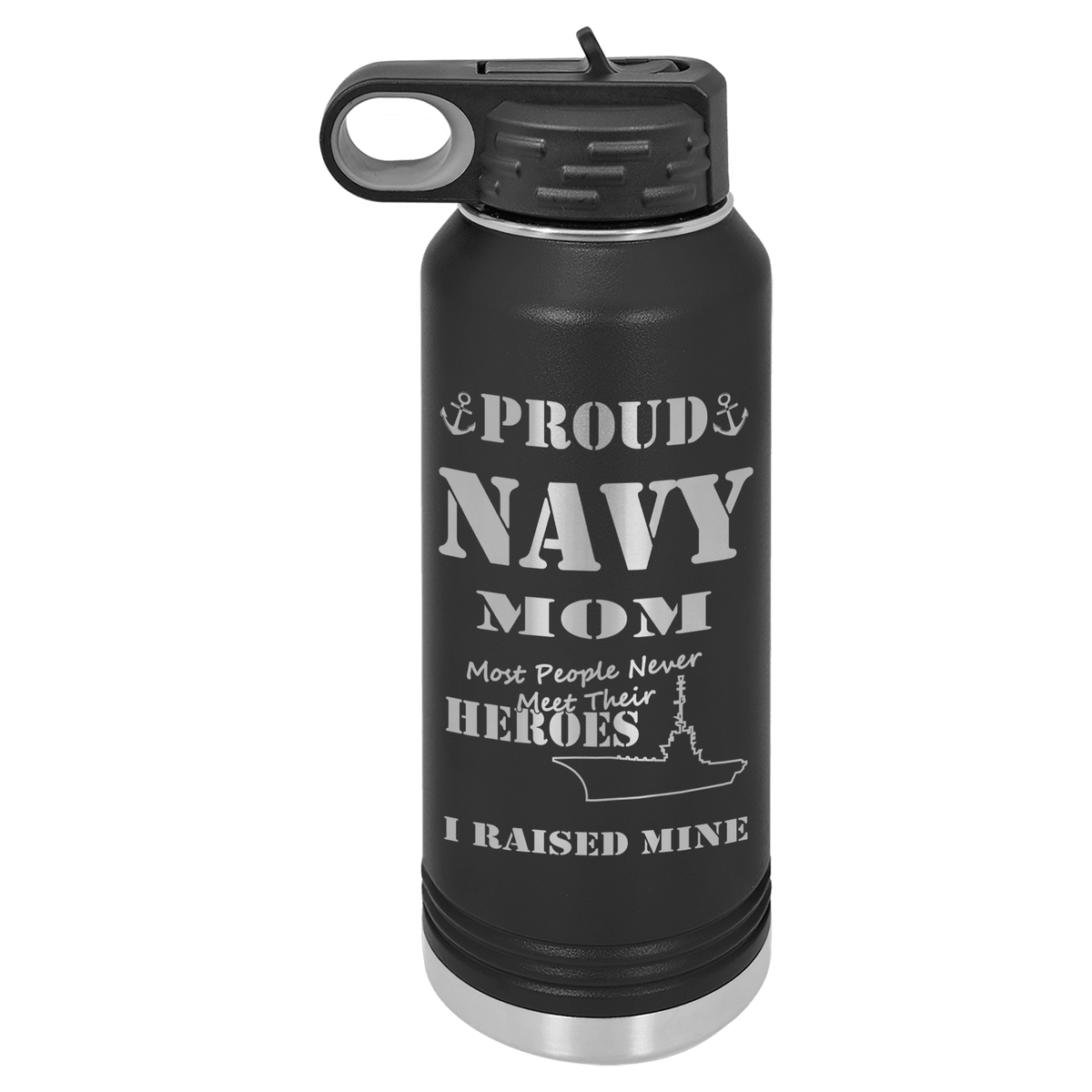 Designs by MyUtopia Shout Out:Proud Navy Mom I Raised My Hero - 32 oz Polar Camel Water Bottle,32oz / Black,Polar Camel - 32oz Water Bottle