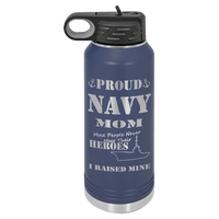 Load image into Gallery viewer, Designs by MyUtopia Shout Out:Proud Navy Mom I Raised My Hero - 32 oz Polar Camel Water Bottle,32oz / Navy,Polar Camel - 32oz Water Bottle
