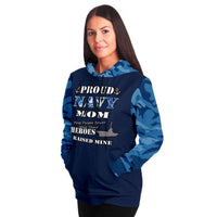 Load image into Gallery viewer, Designs by MyUtopia Shout Out:Proud Navy Mom, I Raised My Hero Premium 360 Degree Print Pullover Fashion Hoodie
