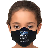 Load image into Gallery viewer, Designs by MyUtopia Shout Out:Proud Navy Sister Fitted Fabric Face Mask with Adjustable Ear Loops Navy Blue
