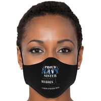 Load image into Gallery viewer, Designs by MyUtopia Shout Out:Proud Navy Sister I Grew Up With My Hero Fitted Fabric Face Mask with Adjustable Ear Loops
