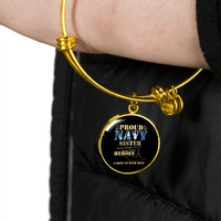Load image into Gallery viewer, Designs by MyUtopia Shout Out:Proud Navy Sister Personalized Engravable Keepsake Bangle Bracelet
