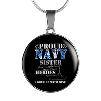 Load image into Gallery viewer, Designs by MyUtopia Shout Out:Proud Navy Sister Personalized Engravable Keepsake Necklace,Silver / No,Necklace
