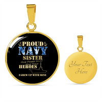 Load image into Gallery viewer, Designs by MyUtopia Shout Out:Proud Navy Sister Personalized Engravable Keepsake Necklace,Gold / Yes,Necklace

