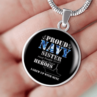 Load image into Gallery viewer, Designs by MyUtopia Shout Out:Proud Navy Sister Personalized Engravable Keepsake Necklace
