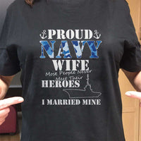 Load image into Gallery viewer, Designs by MyUtopia Shout Out:Proud Navy Wife Adult Unisex T-Shirt
