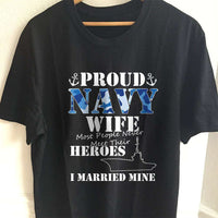 Load image into Gallery viewer, Designs by MyUtopia Shout Out:Proud Navy Wife Adult Unisex T-Shirt,S / Black,Adult Unisex T-Shirt
