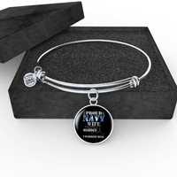 Load image into Gallery viewer, Designs by MyUtopia Shout Out:Proud Navy Wife Personalized Engravable Keepsake Bangle Bracelet,Silver / No,Wire Bracelet
