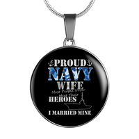 Load image into Gallery viewer, Designs by MyUtopia Shout Out:Proud Navy Wife Personalized Engravable Keepsake Necklace,Silver / No,Necklace
