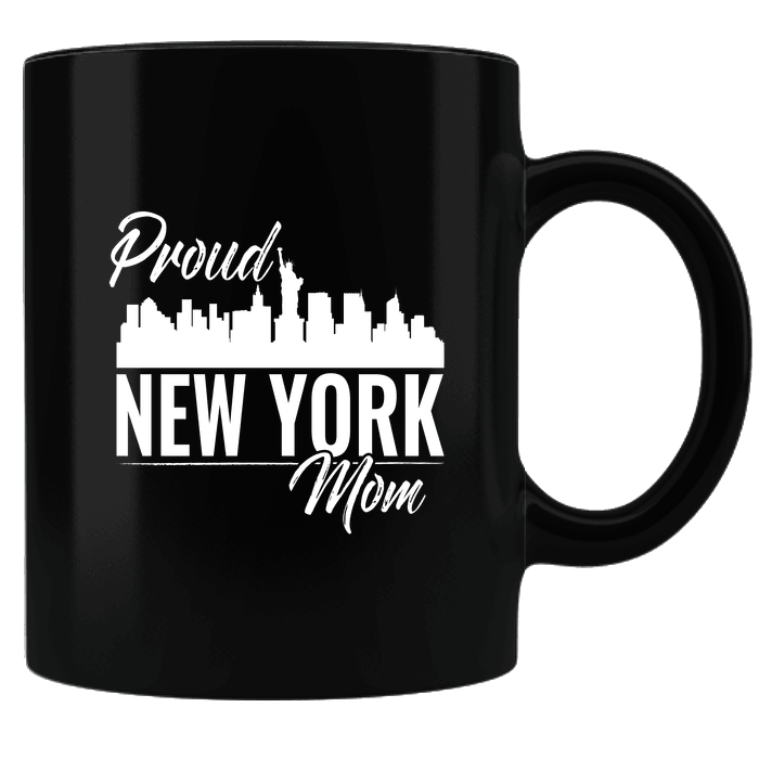 Designs by MyUtopia Shout Out:Proud New York Mom Black Coffee Mug,Black,Ceramic Coffee Mug