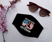 Load image into Gallery viewer, Designs by MyUtopia Shout Out:Proud Son of a Veteran Adult Fabric Face Mask with Elastic Ear Loops
